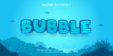 ocean bubble aquatic water 3d style editable text effectのイラスト素材