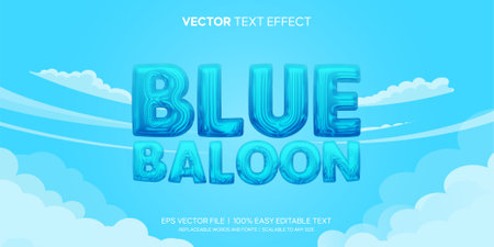 Baloon liquid blue foil 3d style editable text effectのイラスト素材
