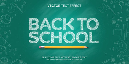 chalk board back to school sketch editable text effectのイラスト素材