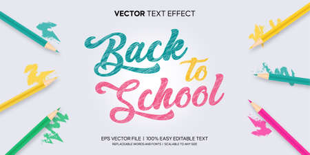drawing pencil color back to school editable text effectのイラスト素材