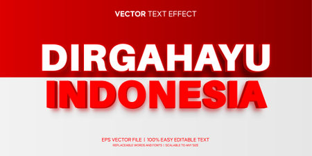 indonesia dirgahayu merdeka editable text effectのイラスト素材