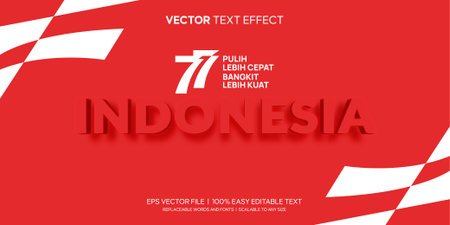 indonesia 77 logo bold modern editable text effectのイラスト素材