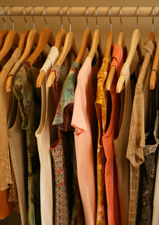 feminine, spring blouses, on wooden hanger