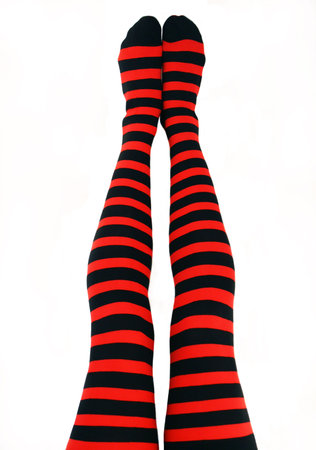 thigh high stripedy stockingsの写真素材