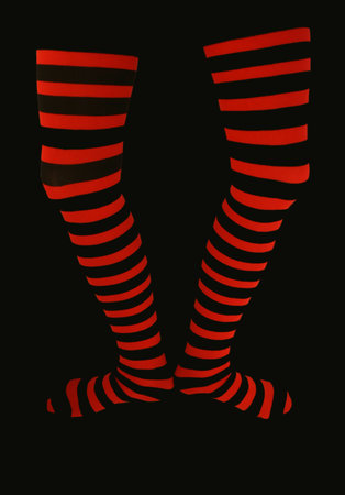 thigh high striped stockingsの写真素材