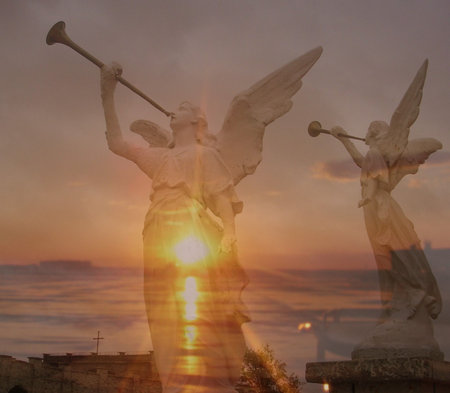 Trumpeting Angels Collageの写真素材