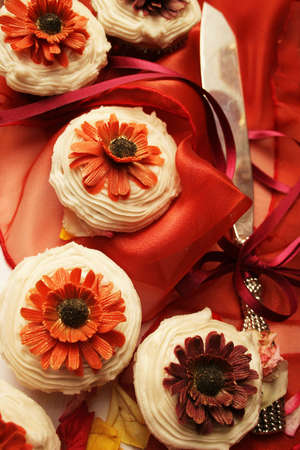 Wedding cupcakes with knifeの写真素材