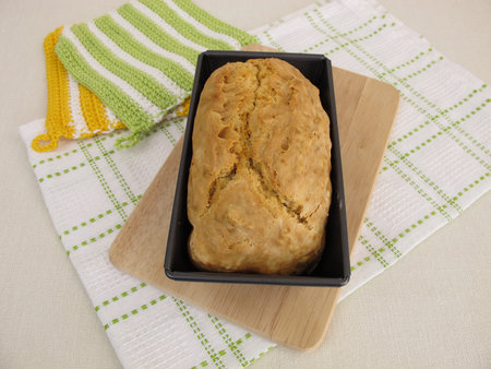 Soda bread in baking tin