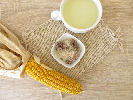 Tea with corn silk, Maydis stigmaの写真素材