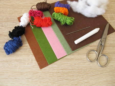Felt, yarn and fiberfill for crafting