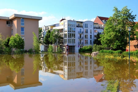 flooded street in Magdeburg on the Elbeのeditorial素材