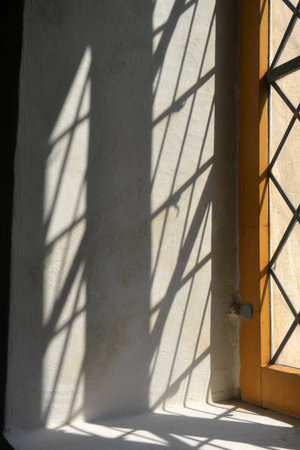 Window of a village church in Lünow near Brandenburgの写真素材