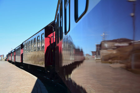 Railroad cars on the summit of the Brockenの写真素材