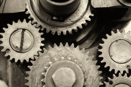 Gears of an old machineの写真素材
