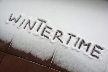 Wintertime word on snowの写真素材