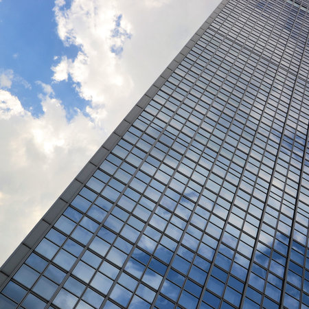 glass facade of an office building in the center of Berlin