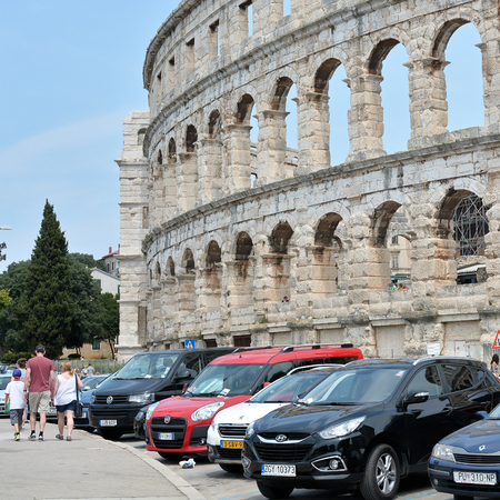 CROATIA - JULY 13, 2015: the Arena of Pula, The Landmark of the cityのeditorial素材