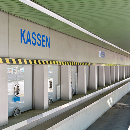 checkout area at the entrance of the ICC in Berlinの写真素材