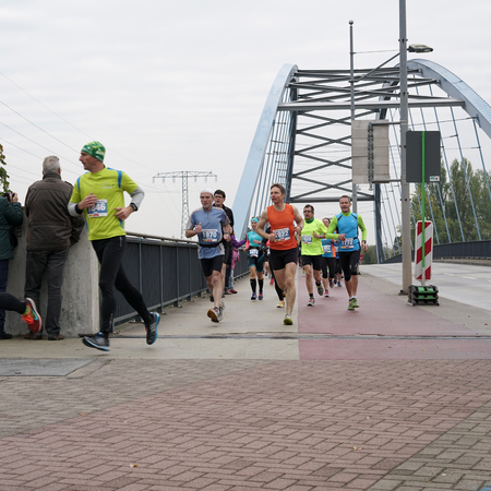 Magdeburg, Germany - OCTOBER 18, 2015: Athletes at the 12th Magdeburg Marathon in downtown Magdeburgのeditorial素材