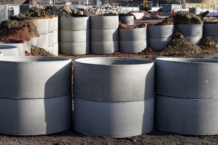 building material on the site of the City Tunnel in Magdeburg