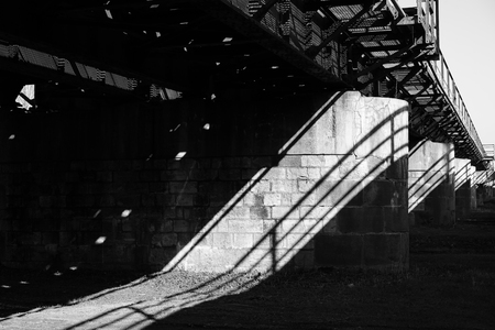 Bridge piers of an old disused railway bridgeの写真素材