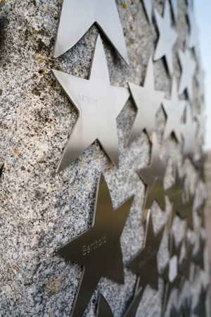 stars with names of donors for the reconstruction of a bridge in Magdeburgのeditorial素材