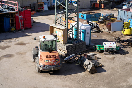 MAGDEBURG, GERMANY - MARCH 18, 2017: Construction site of the city tunnel in the city center of Magdeburg. The city tunnel is the large large largest construction site in the city and is scheduled to be completed in of of 2019.のeditorial素材