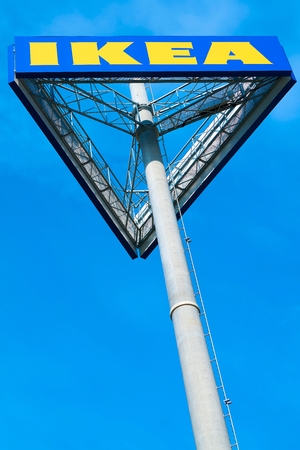 MAGDEBURG, GERMANY - AUGUST 31, 2017: Ikea roadside in front of the IKEA store in Magdeburgのeditorial素材