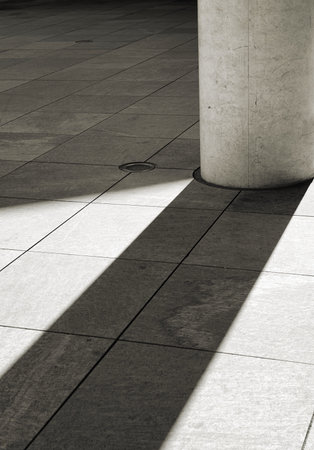 Shadow of a column in the center of Berlinの写真素材