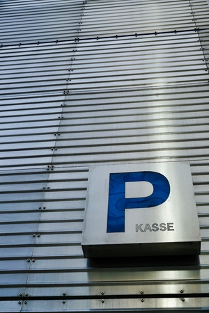 Sign at a parking garage in the inner city of Berlinのeditorial素材