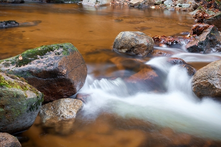 the river Ilse at Ilsenburg in the Harz National Park in Germanyの写真素材