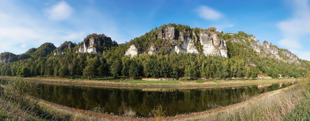 The resort Rathen in the Elbe Sandstone Mountains in the Saxon Switzerlandの写真素材