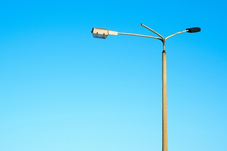 Old ailing GDR streetlight in the port of Magdeburgの写真素材