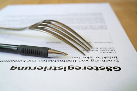 Form for guest registration in a restaurant in Germany during the Corona pandemic