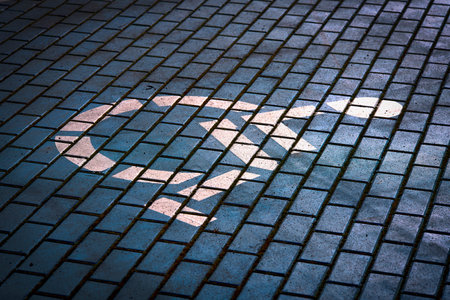 Marking for a disabled parking space in the city center of ÅwinoujÅcie in Polandの写真素材
