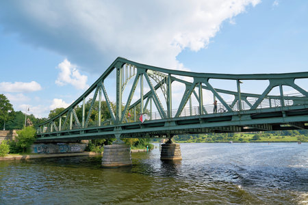 Berlin, Germany - July 17, 2021: The Glienicke Bridge over the Havel River between Potsdam and Berlin, a symbol of the German divisionのeditorial素材