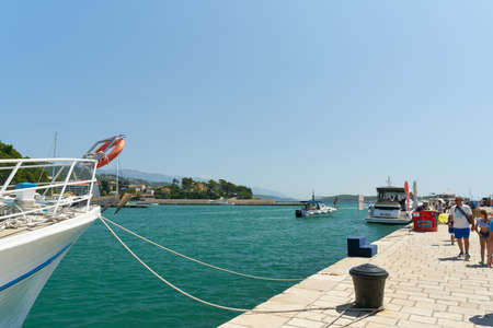 Rab, Croatia - August 08, 2021: in the harbor of the town of Rab on the island of the same name on the Adriatic Sea in Croatiaのeditorial素材