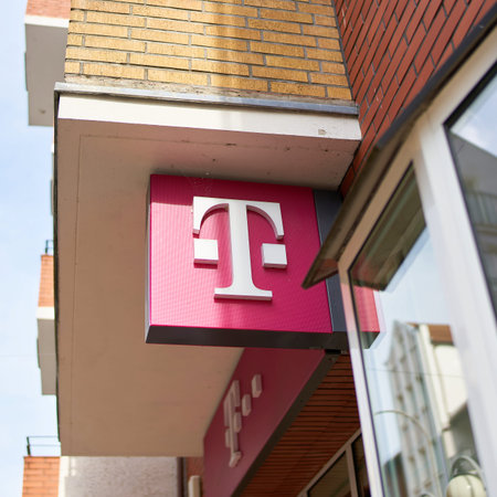 Swinoujscie, Poland â€“ September 06, 2021: Illuminated sign of the mobile phone provider...