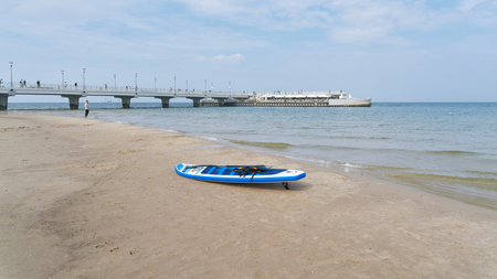 Kolobrzeg, Poland â€“ September 11, 2021: Beach of the Baltic Sea near Kolobrzeg in Poland with...