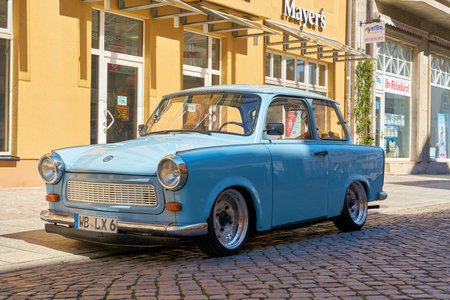 Wittenberg, Germany â April 17, 2022: well preserved car Trabant from GDR production in the old town of Wittenberg in Germanyのeditorial素材