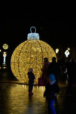 Magdeburg, Germany â December 26, 2022: Christmas decoration with visitors on the cathedral square in Magdeburg between Christmas time and the turn of the yearのeditorial素材
