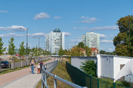 Magdeburg, Germany â€“ September 07, 2025: Walk along Stadtparkstrasse to the Queen Editha...