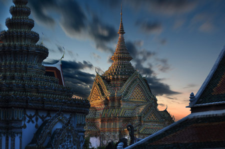 Wat Phra Kaew, Temple of the Emerald Buddha, Grand palace at twilight in Bangkok, Thailand