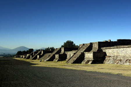San Juan Teotihuacan, State of Mexico, Mexico - View of the Avenue of the Deadの写真素材