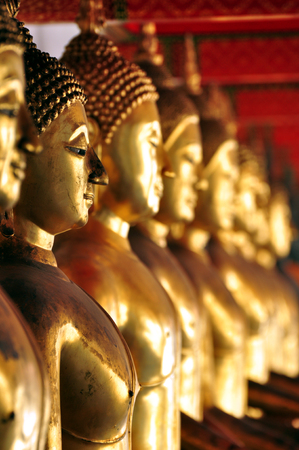 Thailand, Bangkok - selective focus point on Buddha statue at Wat Arun temple of dawn - vintage effect style picturesの写真素材