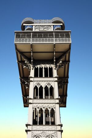 LISBON, PORTUGAL - Santa Justa Elevator in the center of Lisbon. It was built to connect the lower and higher parts of the cityの写真素材