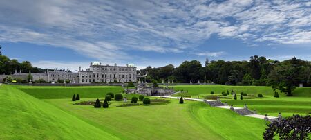 Enniskerry, County Wicklow, Ireland, panoramic view to Powerscourt estate mansion grounds and gardensの写真素材