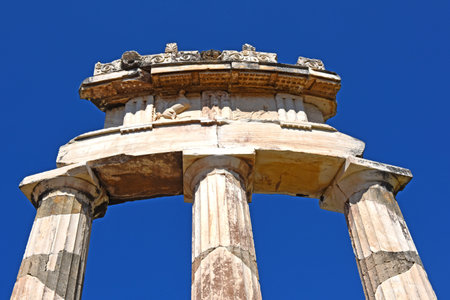 Detail view to the Tholos of Delphi, a circular temple and one of the ancient structures of the...