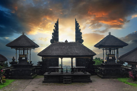 Pura Besakih is the most important Hindu sanctuary in Indonesia located on the island of Bali and the mother temple of all Balinese temples, Bali, Indonesiaの写真素材