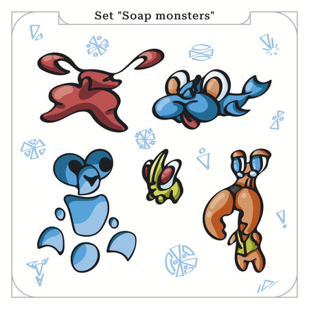 Set baby characters. Collection for stickers, souvenirs, clothes, tableware, gift items, covers, notebooks, postcards, etc.のイラスト素材